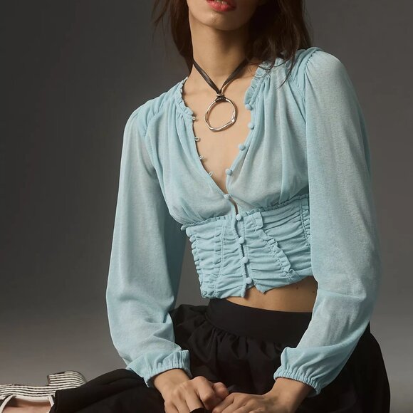 Anthropologie Tops - Anthropologie Femme Ruched Cropped Top